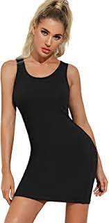 Photo 1 of Women's Sleeveless Stretchy Basic Tank Dress Scoop Neck Bodycon Dress size m 