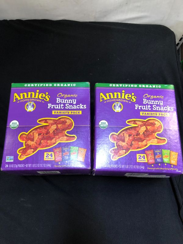 Photo 2 of Annie's Organic Bunny Fruit Snacks, Variety Pack, 24 ct, 19.2 oz exp- Sep 07/22 - 2 pack 