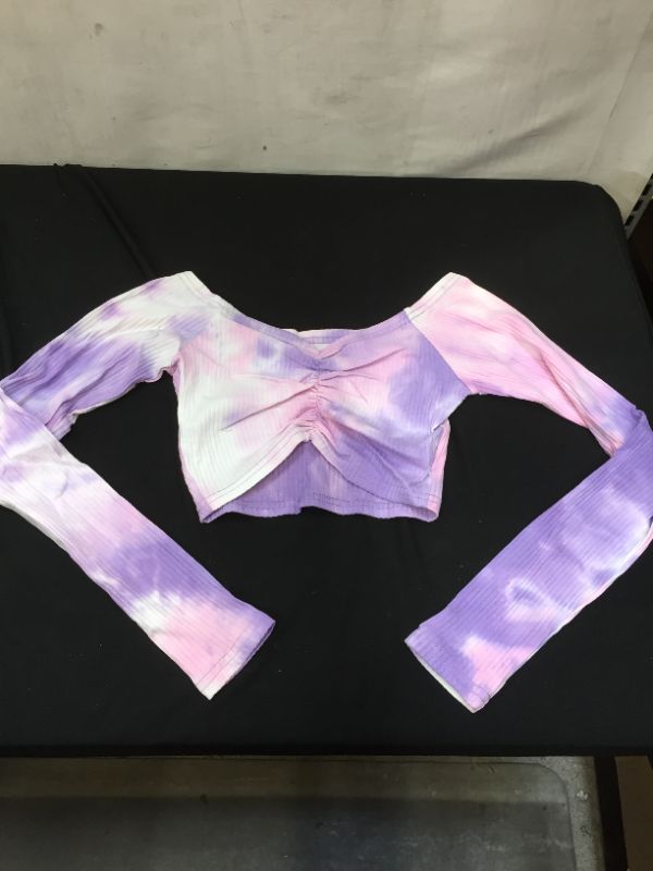 Photo 1 of Cuihur women's sexy off the shoulder crop summer blouse - pink and purple size s 