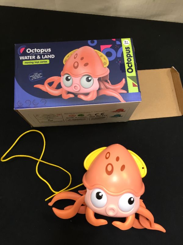 Photo 2 of Amphibious Octopus Bath Toy- Wind Up Bath Toy Have Bright Colors and Lovely, Floating Octopus Toy is Suitable for Multiple Uses Such As Bathtub and Community (Orange)