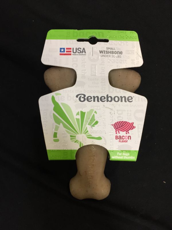 Photo 2 of  Benebone Wishbone Bacon Dog Toy - S