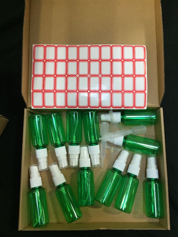 Photo 2 of 30 ml green plastic bottles - with stick-on labels 