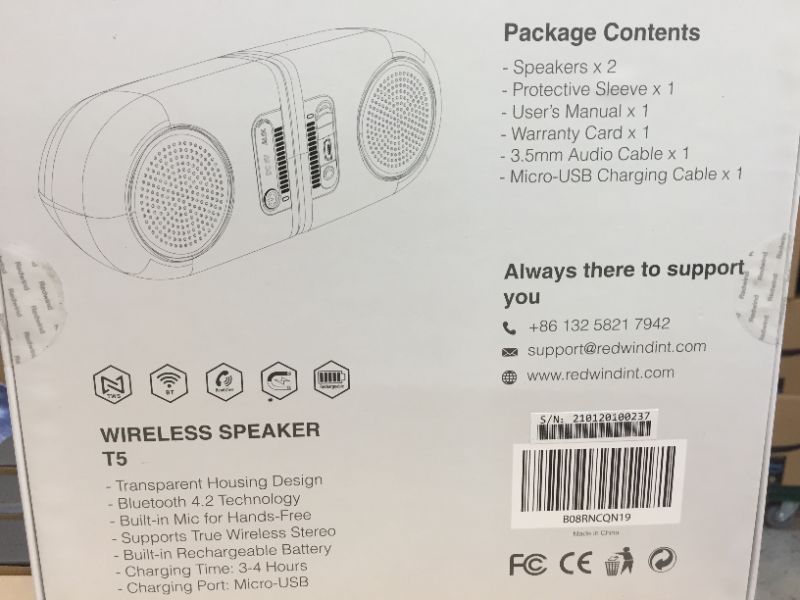 Photo 3 of Dual Portable IPX4 Waterproof Bluetooth Speakers with Wireless Stereo Pairing, Stereo Bluetooth Speaker Pair/Set, 12W Powerful Sound & Bass, AUX Input---fabric sealed