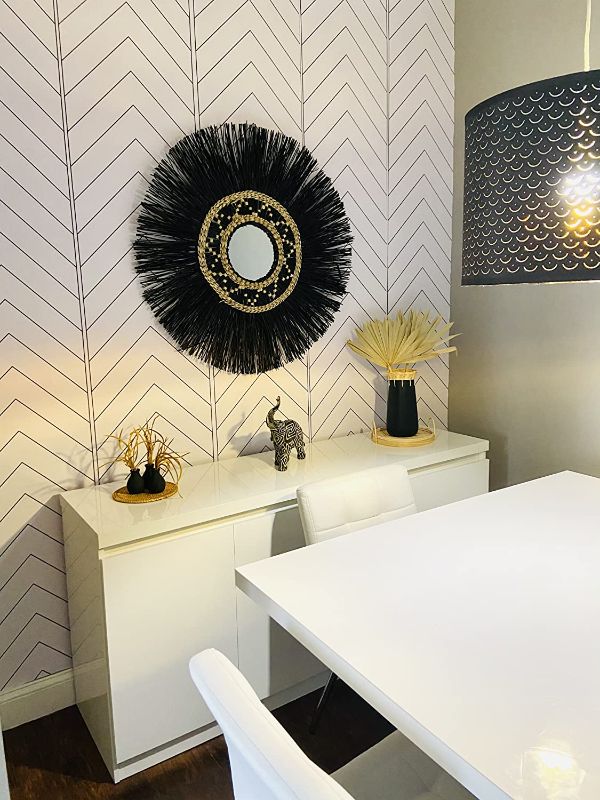 Photo 1 of Black and White Wallpaper Geometric Contact Paper Peel and Stick Chevron Wallpaper Black Stripes Modern Removable Self Adhesive