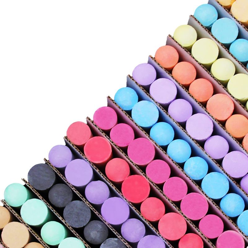 Photo 1 of  128 PCS Sidewalk Chalk Bulk - 16 Colors Sidewalk Chalk for Kids, Non-toxic Washable Jumbo Chalk, Outdoor Chalk Sidewalk
