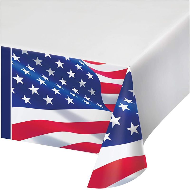 Photo 1 of American Flag Paper Tablecloth, 3 ct
