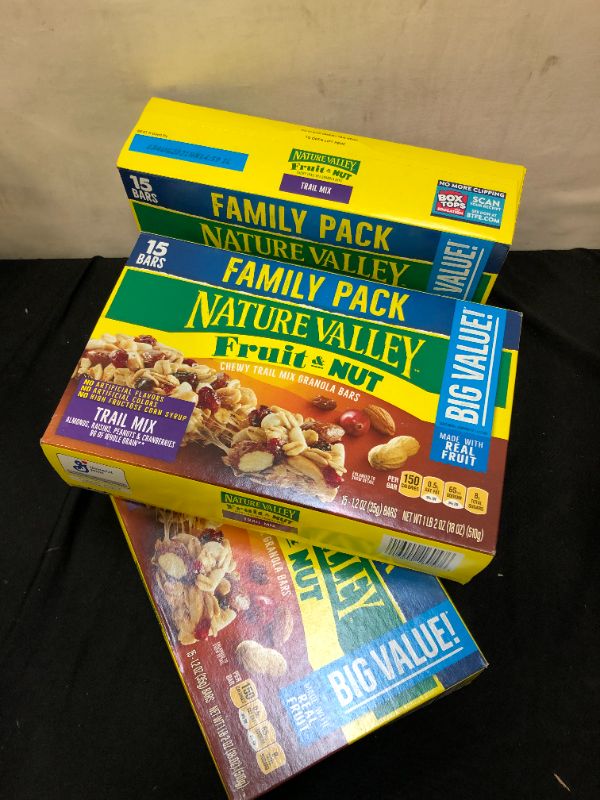 Photo 2 of  3 pack Nature Valley Granola Fruit and Nut Bars, Chewy Trail Mix, 15 ct Exp- 13-Aug-2021