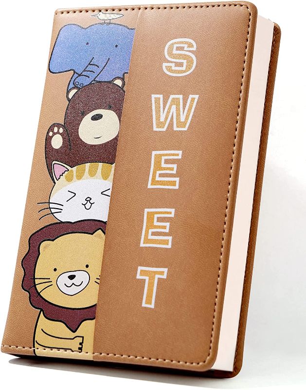 Photo 1 of Cat Notebook Cute Writing Journal, Small Notebooks for Note Taking Mini Notepad, Diary Gift for Girls Kids, 4.3"x 6.6", Brown

