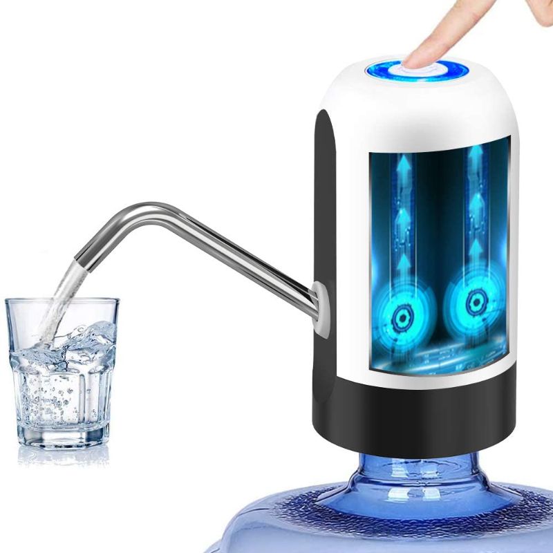 Photo 1 of Water Bottle Pump 5 Gallon Water Bottle Dispenser USB Charging Automatic Drinking Water Pump Portable Electric Water Dispenser Water Bottle Switch (White)
