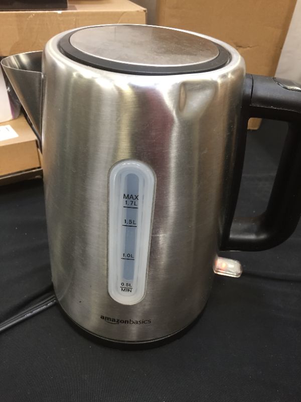 Photo 2 of Amazon Basics Stainless Steel Fast, Portable Electric Hot Water Kettle for Tea and Coffee, 1.7-Liter, Silver
