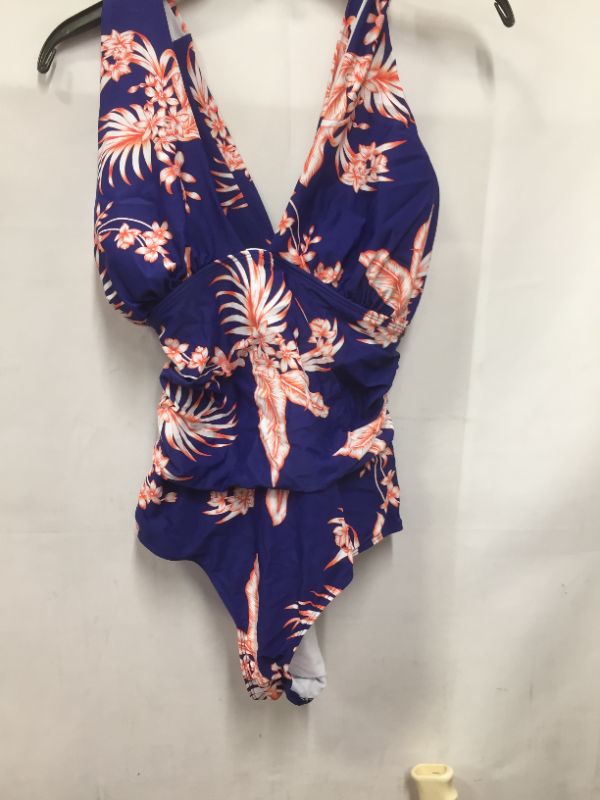 Photo 1 of blue floral 1 piece bathing suit
xl