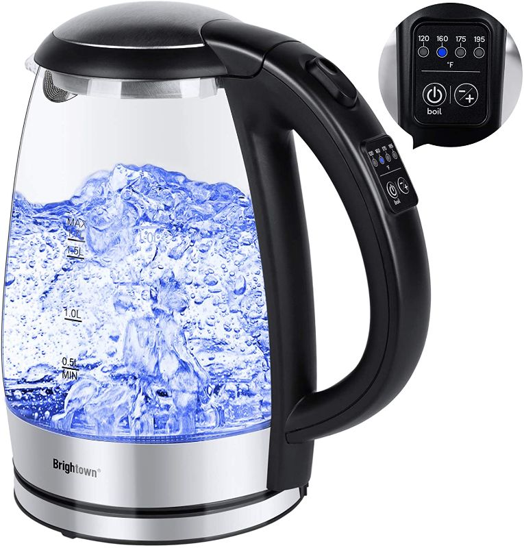 Photo 1 of Electric Kettle Temperature Control Glass Hot Water Boiler with 4 Colors LED Indicator Tea Heater Fast Heating with Keep Warm Function Auto Shut Off and Boil Dry Protection (1.7L)
