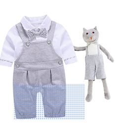 Photo 1 of Baby Brielle 2-Piece Tuxedo with Overalls and Bowtie with Matching Plush Toy for Boys
