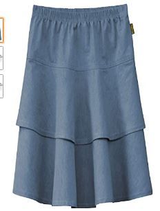 Photo 1 of Baby'O Women's Below The Knee Length 5 Tiered Denim Prairie Skirt
S