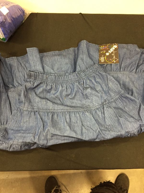 Photo 2 of Baby'O Women's Below The Knee Length 5 Tiered Denim Prairie Skirt
S