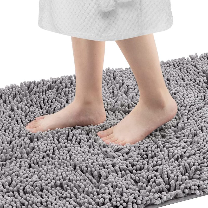 Photo 1 of Bathroom Rugs,Soft and Fluffy Non-Slip Bathroom Carpet,Machine Washable, Quick-Drying Bath Mat, (31x20 inch Gray)
