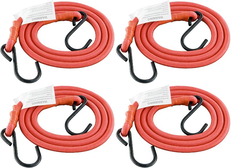 Photo 1 of 
HELIDA Bungee Cords with Hooks, 3/8 Inch Thick Round Bungie Cords Heavy Stretchy Luggage Rope for Bike Rack, Cart, Trunk (48 inches, Red)