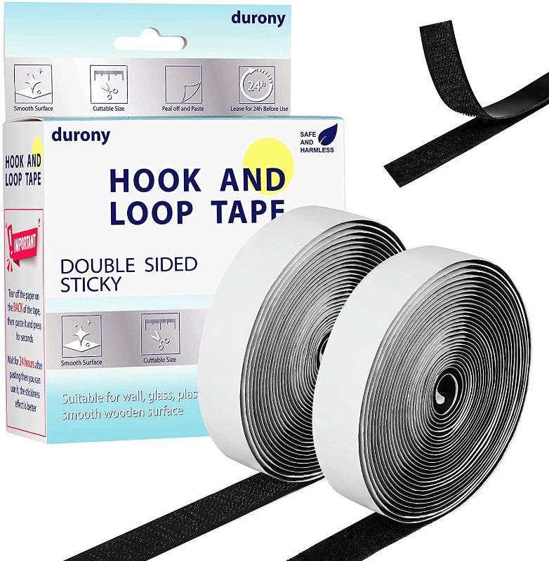 Photo 1 of  durony 16.4 Feet Hook and Loop Tape Double Sided Sticky Back Fastening Tape 2 pack 