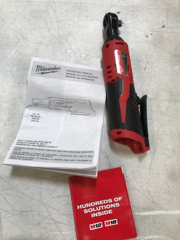 Photo 2 of MILWAUKEE 2457-20 M12 Cordless 3/8" Sub-Compact 35 ft-Lbs 250 RPM Ratchet w/ Variable Speed Trigger