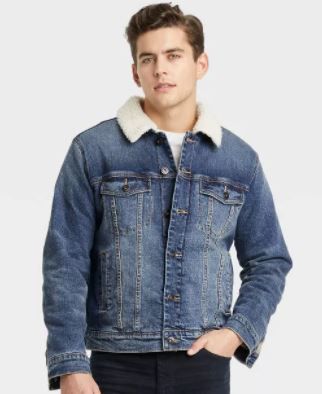 Photo 1 of Men's Sherpa Jean Jacket - Goodfellow & Co™ Blue SIZE L 