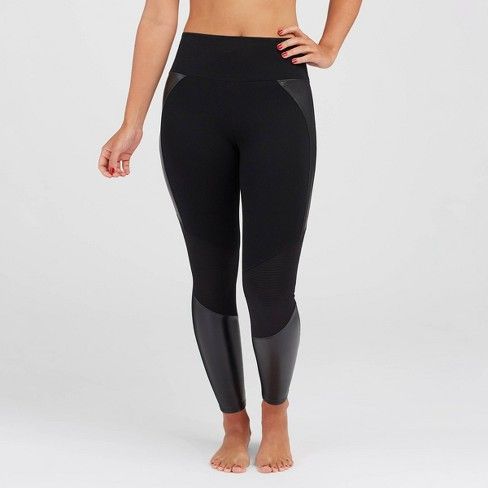 Photo 1 of ASSETS by SPANX Women's Moto Leggings - Black SIZE L