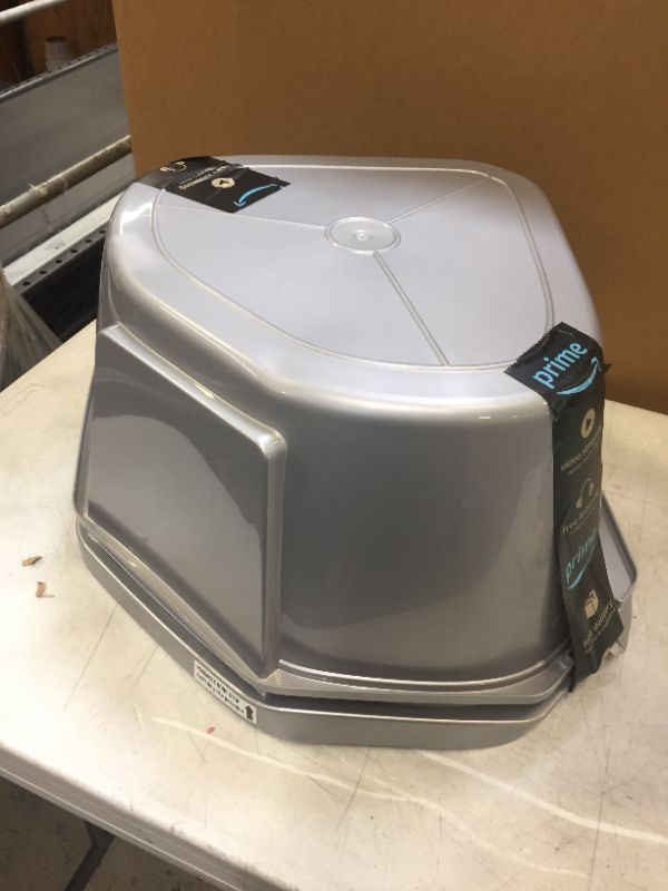 Photo 1 of Grey Litter box with filter on the top and disposable attachment