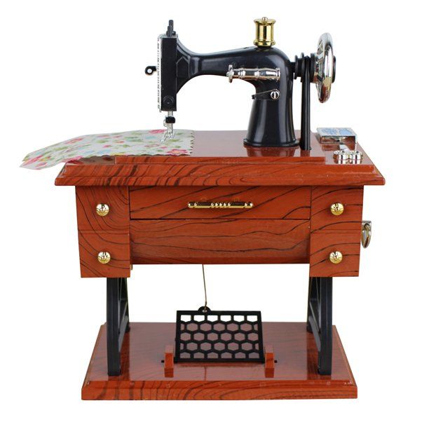 Photo 1 of OUNONA Vintage Sewing Music Box Musical Toy Sewing Machine Music Sartorius Model Play Creative Gift
