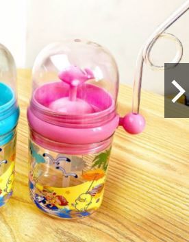 Photo 1 of 250ML Cute Whale Water Spray Straw Water Bottle Children's Pot Baby Kids Bottle Cartoon
