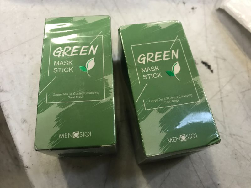 Photo 2 of 2 pack of green mask Super Convenient Mask MENGSIQI Green Tea Oil Control Cleansing Mask Solid Mask with Shrink Pores and Blackhead Smearing Mud Mask Men and Women to Moisturizing and Balancing Oil Mask Stick or Green Film Stick Portable and Simple
