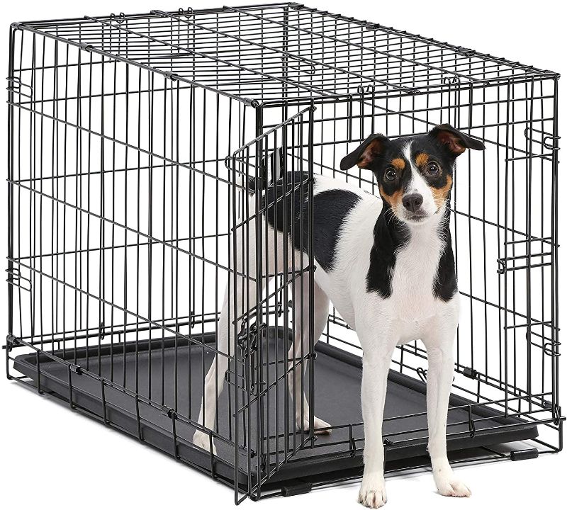 Photo 2 of AmazonBasics Single Door Folding Metal Cage Crate For Dog or Puppy - 36 x 23 x 25 Inches