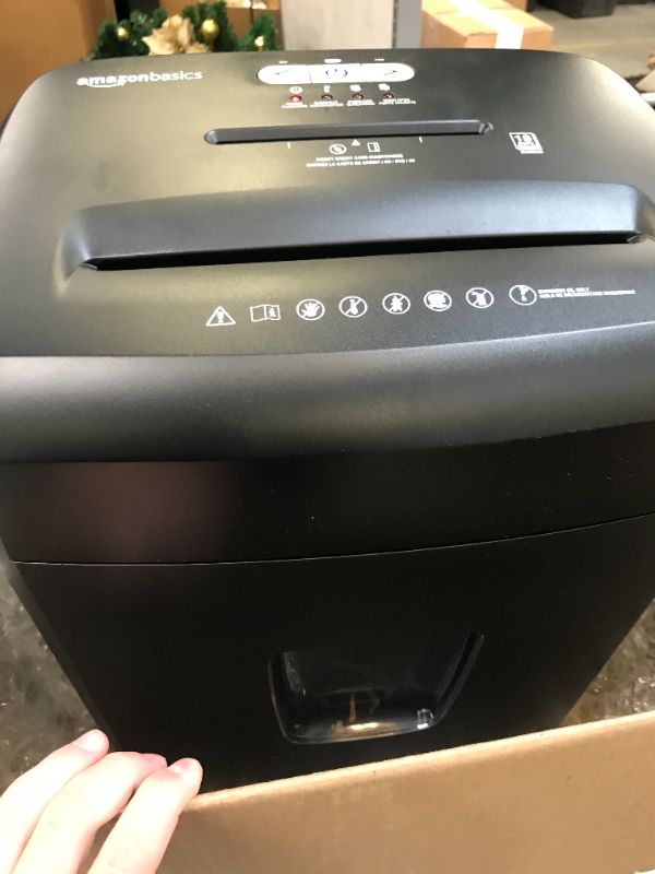 Photo 3 of Amazon Basics 15-Sheet Cross Cut Paper and CD Office Shredder with Pull Out Basket
