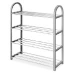 Photo 1 of 25.25 in. H x 19.50 in. W 12- Pair 4-Shelf Grey Polypropylene Shoe Rack
