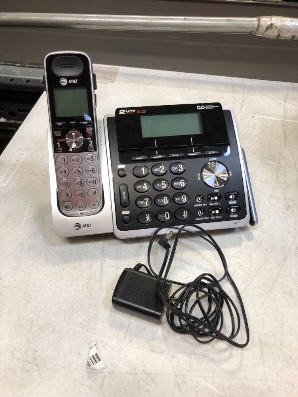 Photo 2 of AT&T TL88102 DECT 6.0 2-Line Expandable Cordless Phone with Answering System and Dual Caller ID/Call Waiting, 1 Handset, Silver/Black
