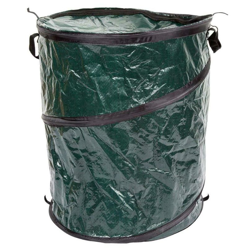 Photo 4 of Collapsible Trash Can- Pop Up 33 Gallon Trashcan for Garbage With Zippered Lid By Wakeman Outdoors -Ideal for Camping Recycling and More (Green)