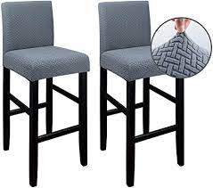 Photo 1 of  2 Pack Bar Stool Covers Pub Counter Stool Cover Chair Seat Cover Stretch Washable Anti-Dust Slipcovers for Dining Room Kitchen Height Bar Stool Cafe(Grey)