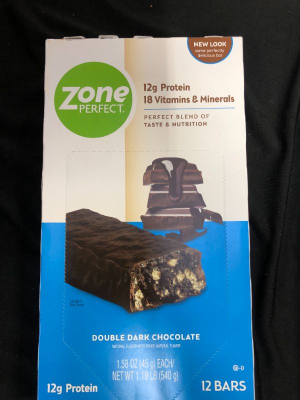 Photo 1 of ZonePerfect Protein Bars, Double Dark Chocolate, 1.76oz 12 count, 21.2oz ( exp- March 2022 )
