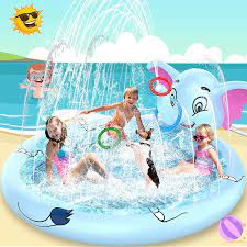 Photo 1 of AOLUXLM Sprinkler Pad - Toddler Inflatable Sprinkler Pool, Water Sprinkler Pad for Kids,Wading Swimming Outdoor Water Toy for Boys & Girls Age 3 4 5 6 Years Old