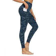 Photo 1 of Houmous women's high waisted pattern yoga pants 7/8 length leggings with pockets ( deep blue camo ) size M 