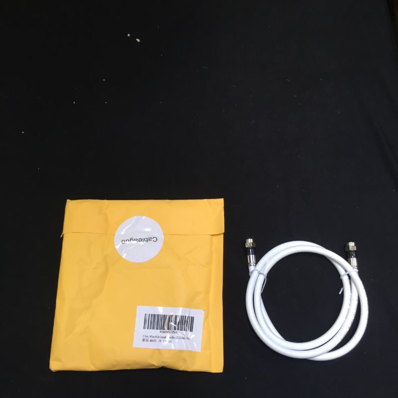 Photo 2 of 3 feet white RG6 Coaxial C12 rated cord 2 pack 