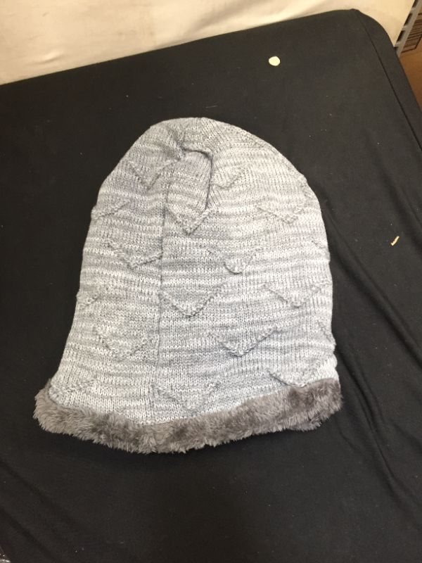 Photo 2 of Grey soft furry grey women's beanie 