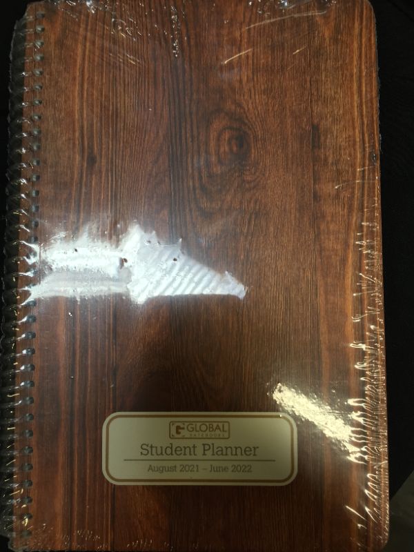 Photo 2 of HARDCOVER 2021- June 2022 Middle School or High School Student Planner - Matrix Style - Woodgrain Cover