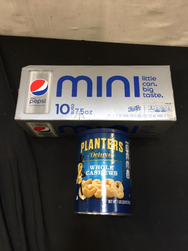 Photo 1 of 2 pack - whole cashews and mini diet Pepsi ( exp- Nov 22/21 and May 15/23 ) 