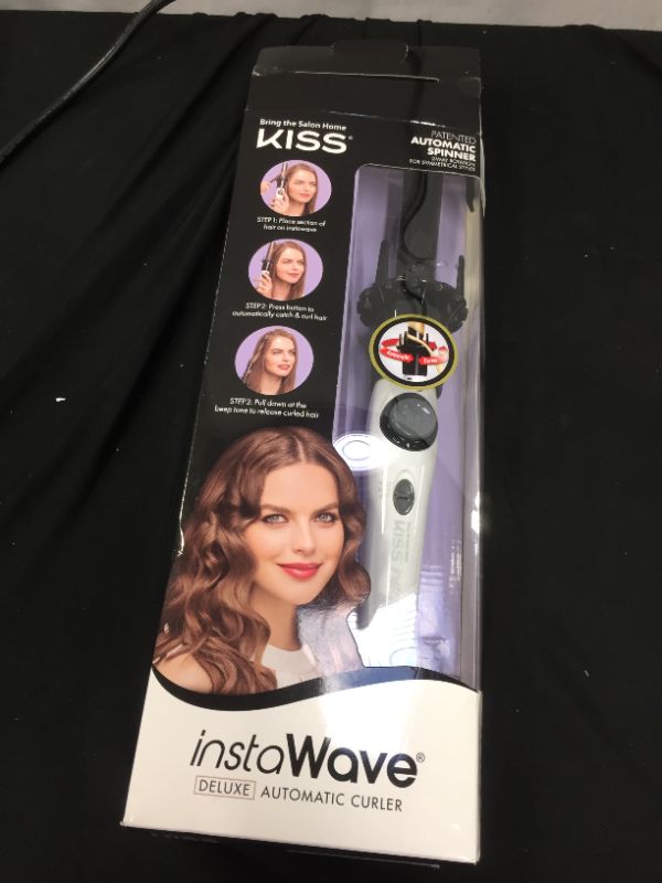 Photo 2 of Kiss Products Instawave Automatic Ceramic Curling Iron 1” KACI01, Black; White
