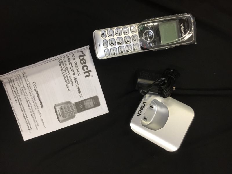 Photo 2 of VTech CS6709 Accessory Cordless Handset, Silver/Black | Requires VTech CS6609, CS6729, CS6829, or CS6859 Series Phone System to Operate
