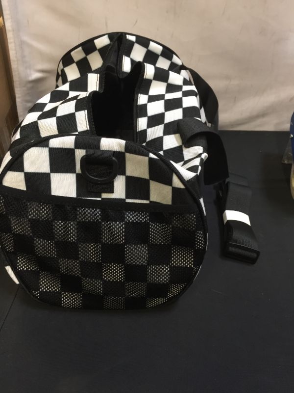 Photo 2 of SMALL CHECKERED OVERNIGHT/GYM BAG WITH ADJUSTABLE STRAP 