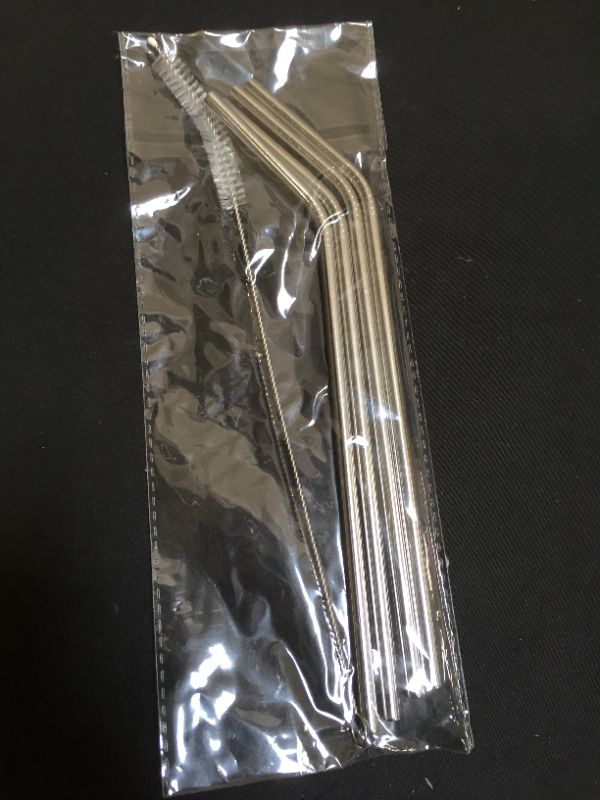 Photo 1 of 4 PK REUSABLE METAL STRAW WITH CLEANER 