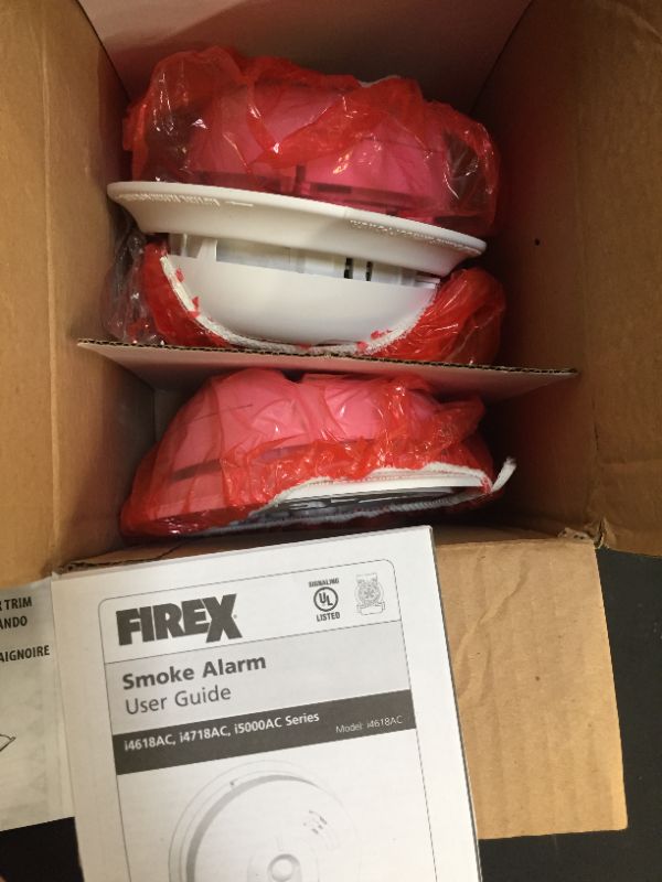 Photo 2 of BAG LOT 6 PACK Firex Smoke Detector, Hardwired with Battery Backup & Front-Load Battery Door, Smoke Alarm, WITH SHOWER HANDLE 