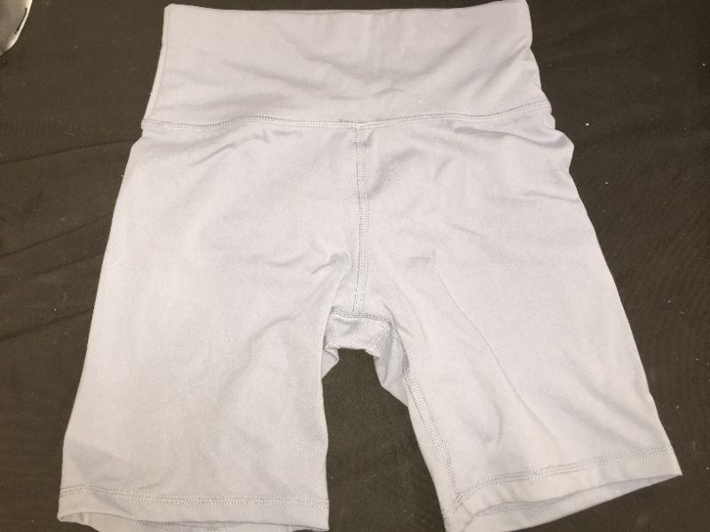 Photo 2 of CHRLEISURE Workout Booty Spandex Shorts for Women, High Waist Soft Yoga Bike Shorts gray blue small

