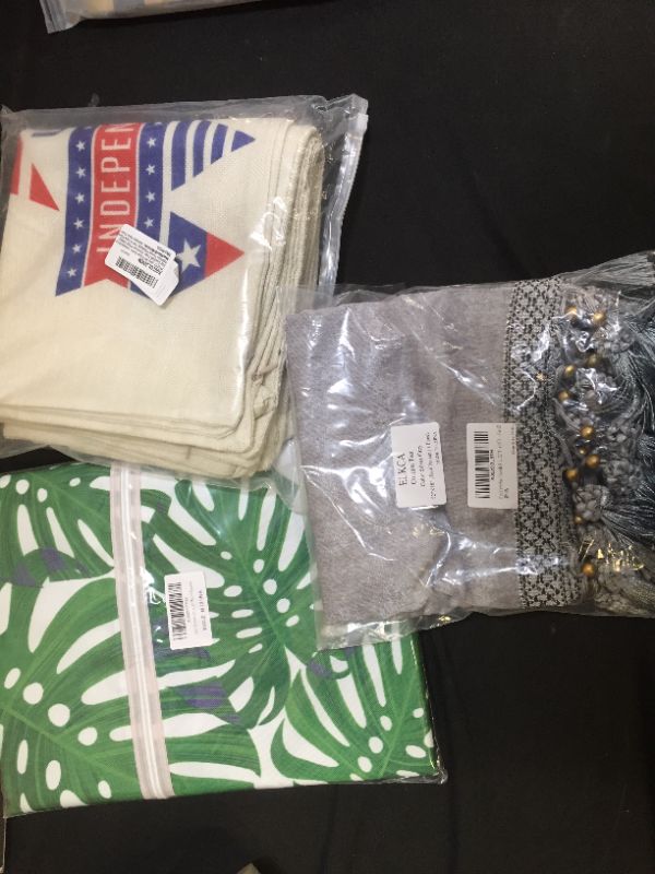 Photo 1 of bag lot misc items 60 inch round cover 4th of july pillow covers and curtain grey 52 inch x 18 inch 