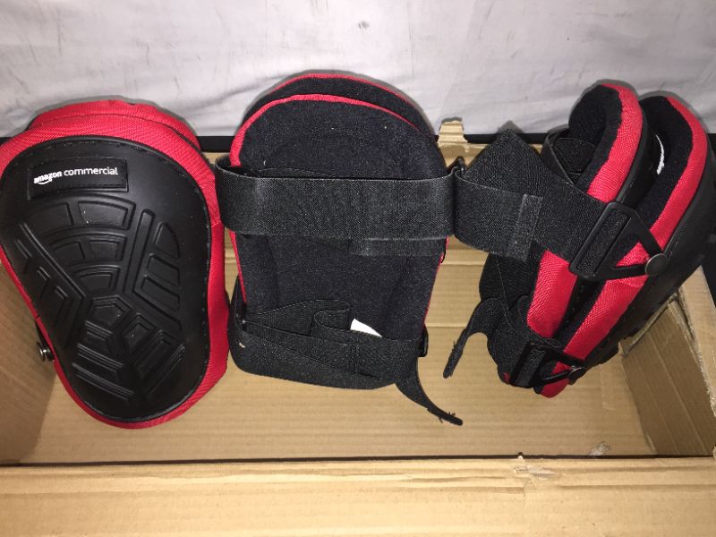 Photo 2 of 3 pairs AmazonCommercial Non-Marring TPR Cap Knee Pads  9.5 in, Black and red 